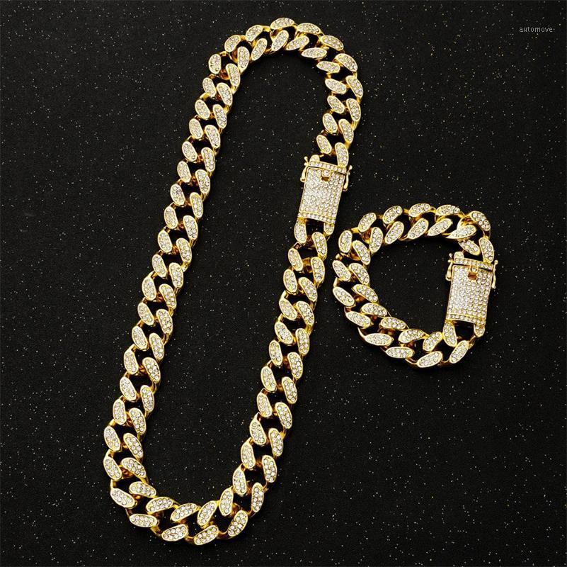 

20mm Heavy Strong Iced Out Miami Curb Cuban Link Chain Hip Hop Gold Silver Color Bling Full Rhinestones For Mens Necklace Chains1