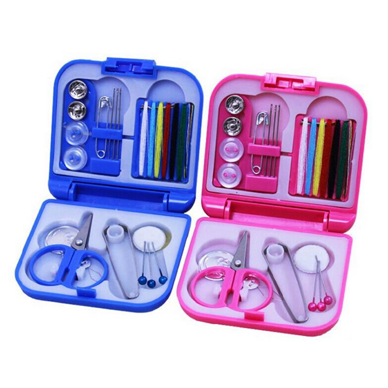 Kissral Sewing Kit Box Small Gadget Case 56pcs Sewing Accessories Haberdashery Cutting and Measuring Knitting Accessories Kit for Beginners Adults Kids Travel Include Thimble//Needles//Scissors Etc.