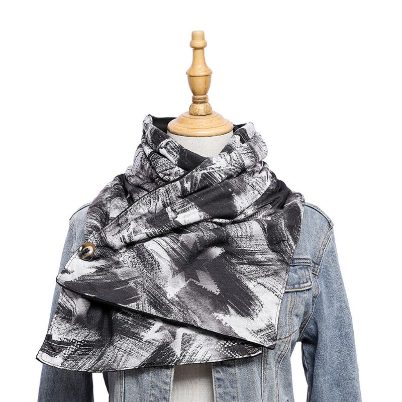 

Scarves 2021 Fashion Winter Women Printing Button Soft Wrap Casual Warm Shawls Bib Unisex Men