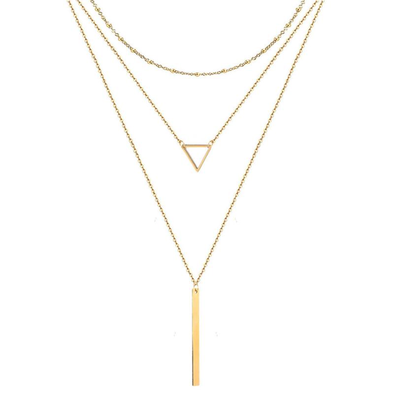 

Chokers 2021 High Quality MultiLayer Geometry Pendants Necklaces For Women Gold Color Stainless Steel Chain Fashion Jewelry Gift
