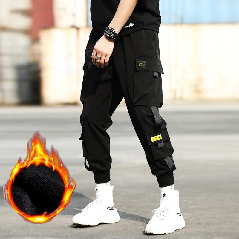 

New Autumn Men' Pockets Cargo Pants Casual Sweatpants Print High Streetwear Trousers Men Joggers Oversize High Quality Men Pant, K32 black