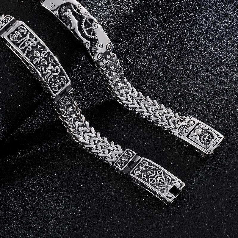

Personality Men's Trend Stainless Steel Bracelet Six-word Mantra Buddha Chain Titanium Steel Keel Bracelet1