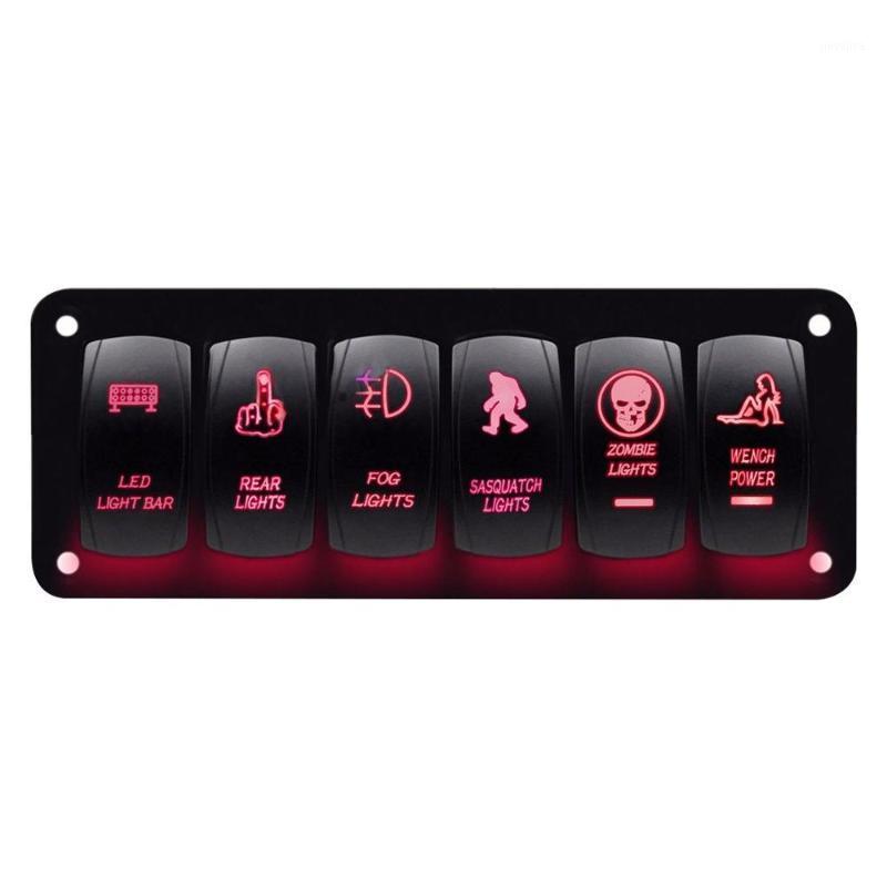 

AUTO -Red Car Marine Boat 6-Gang Waterproof Circuit LED Rocker Switch Panel Breaker1