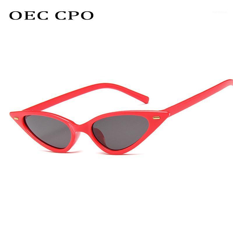 

OEC CPO 2020 New luxury Rivets Cat eye Sunglasses WomenBrand Sun Glasses Ladies Small Frame Vintage Red shades uv400 O2001