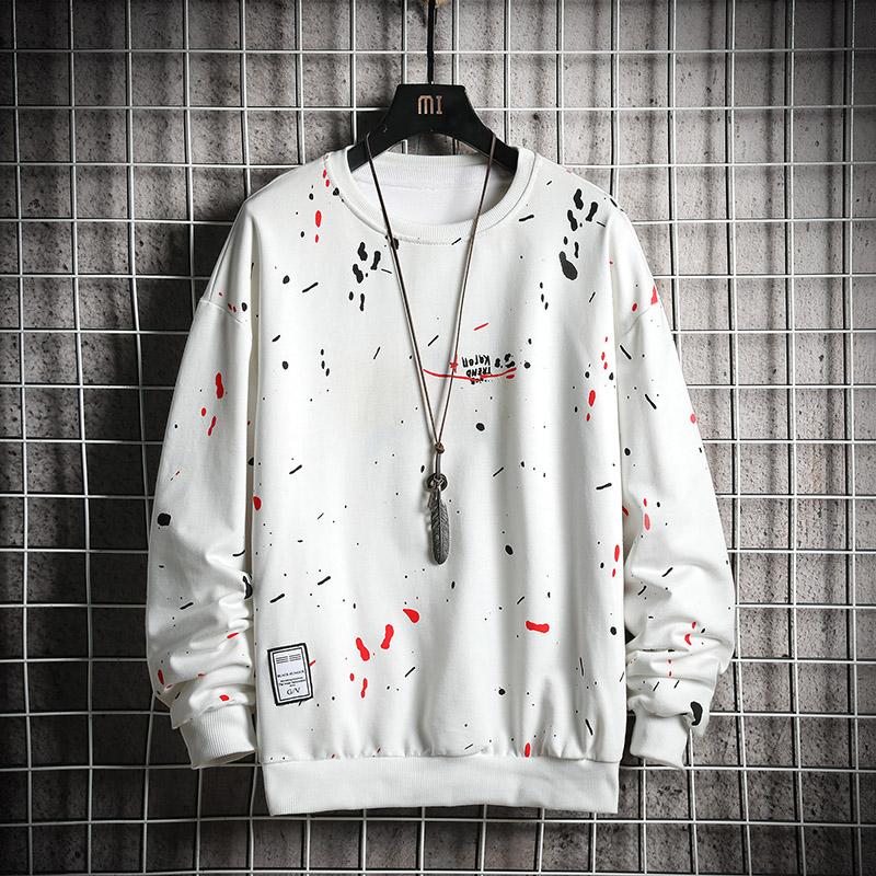 

2020 New Trend Men Hoodies Casual Solid Splice Pullover O-Neck Slim Fit Men's Sportswear Sweatshirt Print Male Hoody Tracksuit, Black