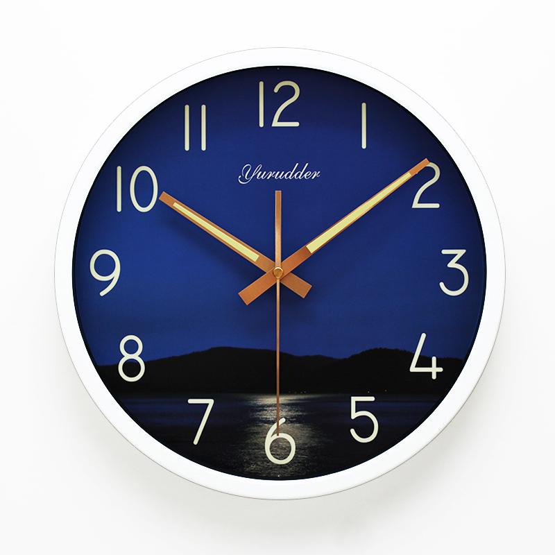 

Newest 12 Inches The Sea at night Design Metal Frame Modern Fashion Round Wall Clock LUMINOVA Decorative Wall clock