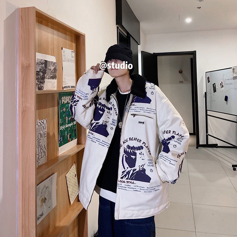 

Masculino-roupas 2021 New Acolchoadas Outono Inverno Nova a Cores Puras Graffiti Algodo-acolchoado Casuais Juventude ORVS, Red