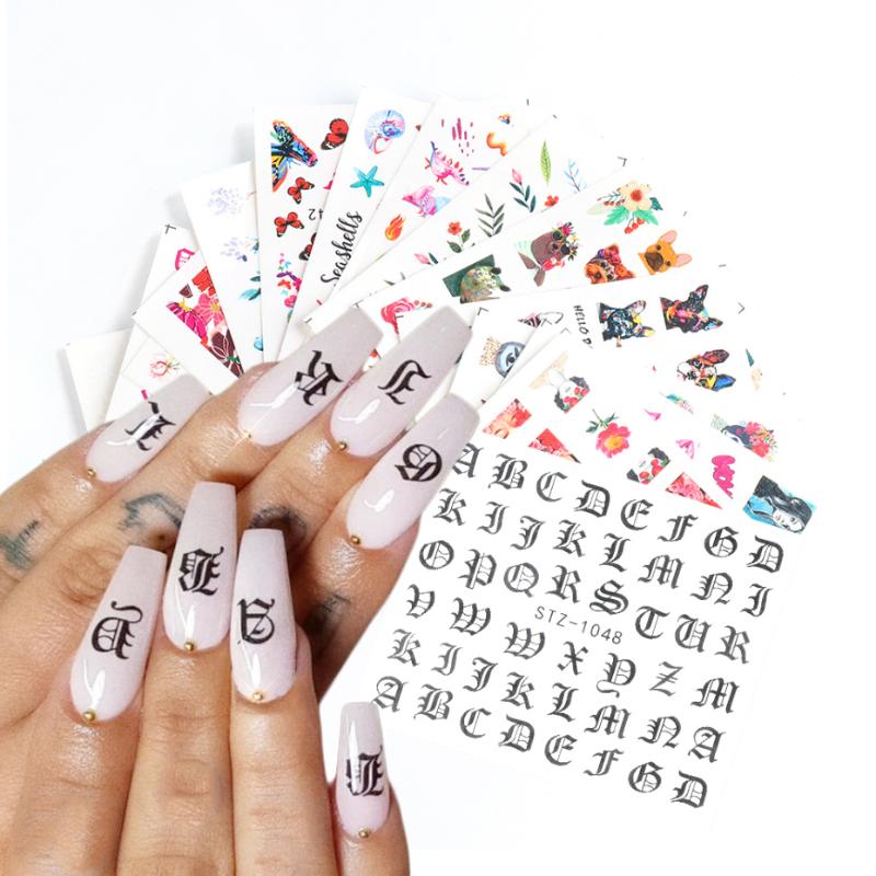 

16pcs Nail Slider Letter Old english Design Manicure Sticker Supplies Animal Anime Water Decals Nail Accessories LASTZ1034-1049, Stz1050-1065 16pcs