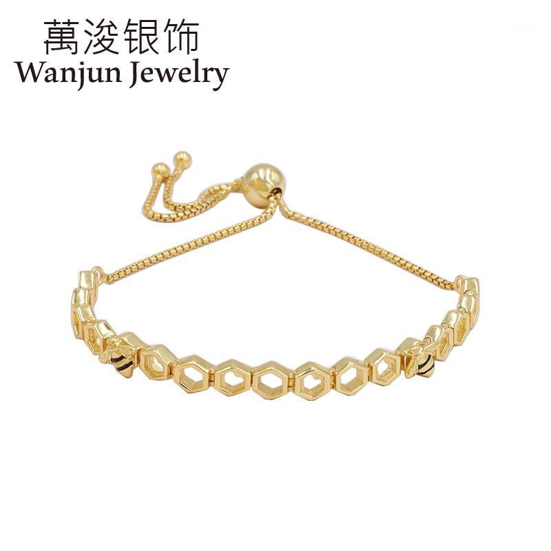 

Wanjun Jewelry 100%925 Sterling Exquisite DIY New Style Shine Fashion Hive Bees Bracelets Compatible Women's Gift1