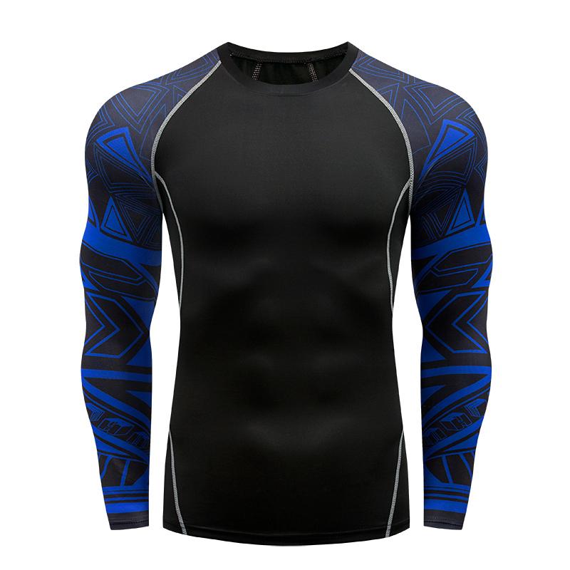 

Men's compression sports long-sleeved tights sports quick-drying Rashguard running T-shirt gym T-shirt workout clothes, 14