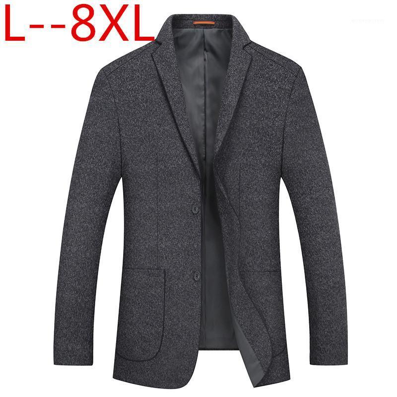 

Plus size 6XL 8XL Men Slim Autumn Suit Blazer Formal Business Fashion Male Suit two Button Lapel Casual Long Sleeve Pockets Top1, Dark gray