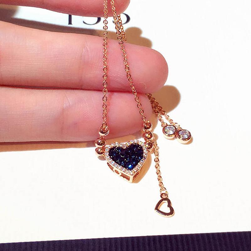 

Hot Sale Super Shine Inlaid Rhinestone Heart Necklace for Women Cubic Zircon Temperament Colar Stylish Kolye Pendant