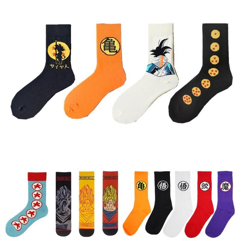 

2021 Men's Winter Cartoon Son Goku Anime Socks Harajuku Fashion Trends Street Cosplay Socks Funny Happy Cotton Crew