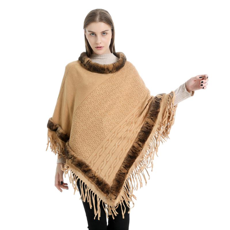 

2020 New Fashion scarf poncho scarf women Women's Tassel Collar Lady Imitation Sweater Cape Coat Blanket Shawls comfortable A50