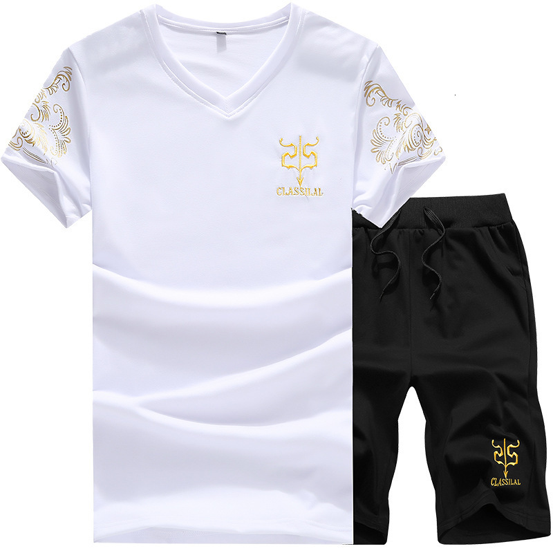

2021 New Fashions Will See Casual Clothing Sportsuit-branded Shirts and Put Together Men's T-shirts Shorts + Short GCOZ, Grey