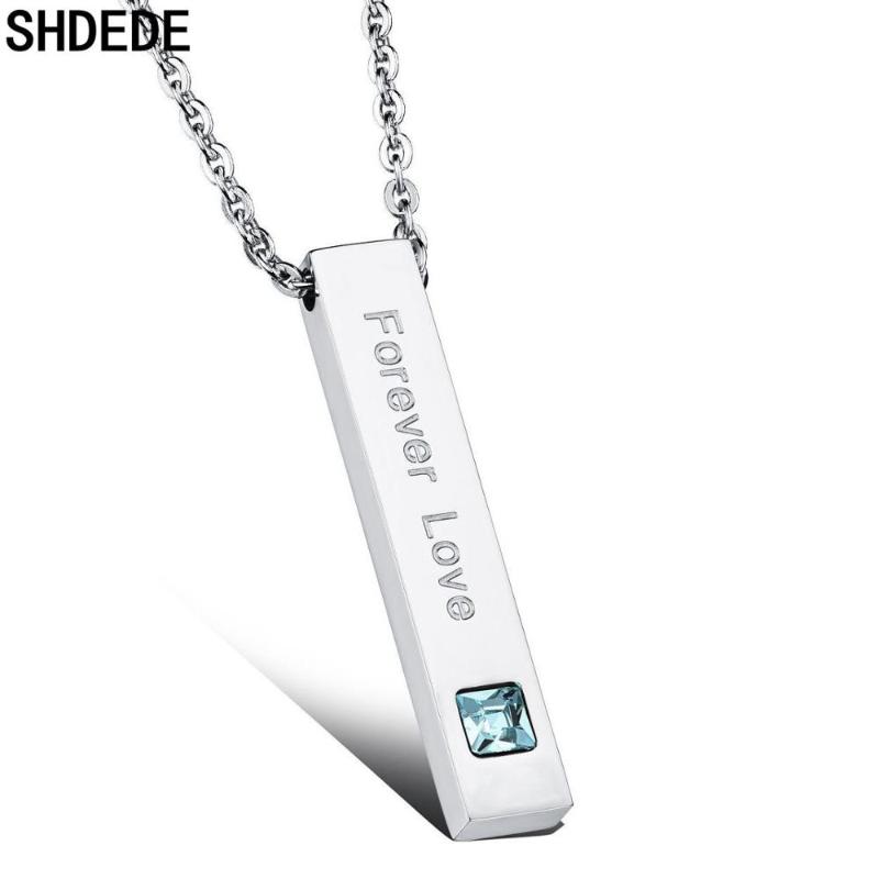 

SHDEDE Stainless Steel Necklace For Women Men Lovers Couple Jewelry Gift Cubic Zirconia Wedding Party Accessories +O1009
