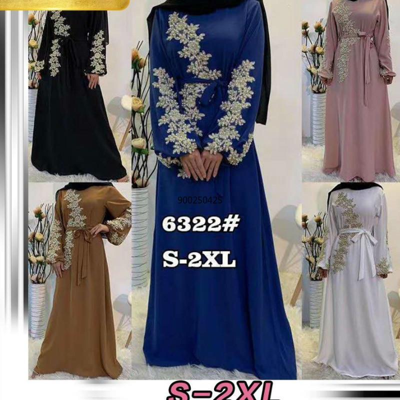 

2020 Latest Modest Fashion Laxury Embroidered Lace Pearls Islamic Clothing Women Muslim Maxi Dress Abaya Dubai Fashion Ladies