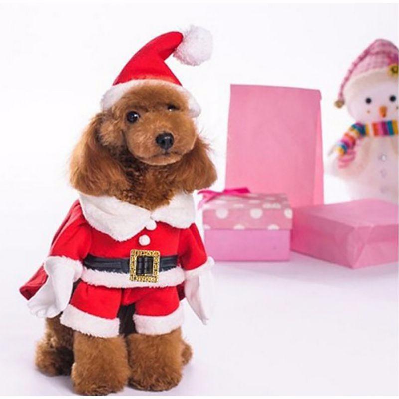 

Dog Jumpsuits Christmas Rompers Santa Claus Dog Pet Cat Clothes Costume Dress Winter Apparel Cotton Fleece Puppy Camo Clothes, Red