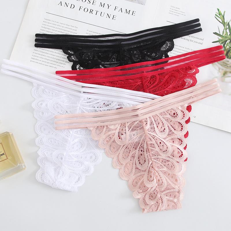

Hot and Sexy lace Women's lingerie Thongs G-string Fashion transparent Underwear Panties Briefs Ladies low-waisted T-back, Beige