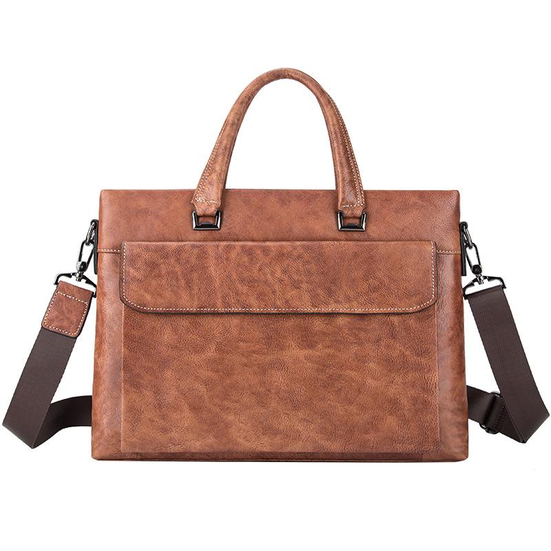 

Vintage Men Genuine Leather Briefcase Business Handbag Messenger Bag Male Brand Design Shoulder Bag Men's Laptop Travel Bags Hot, Brown