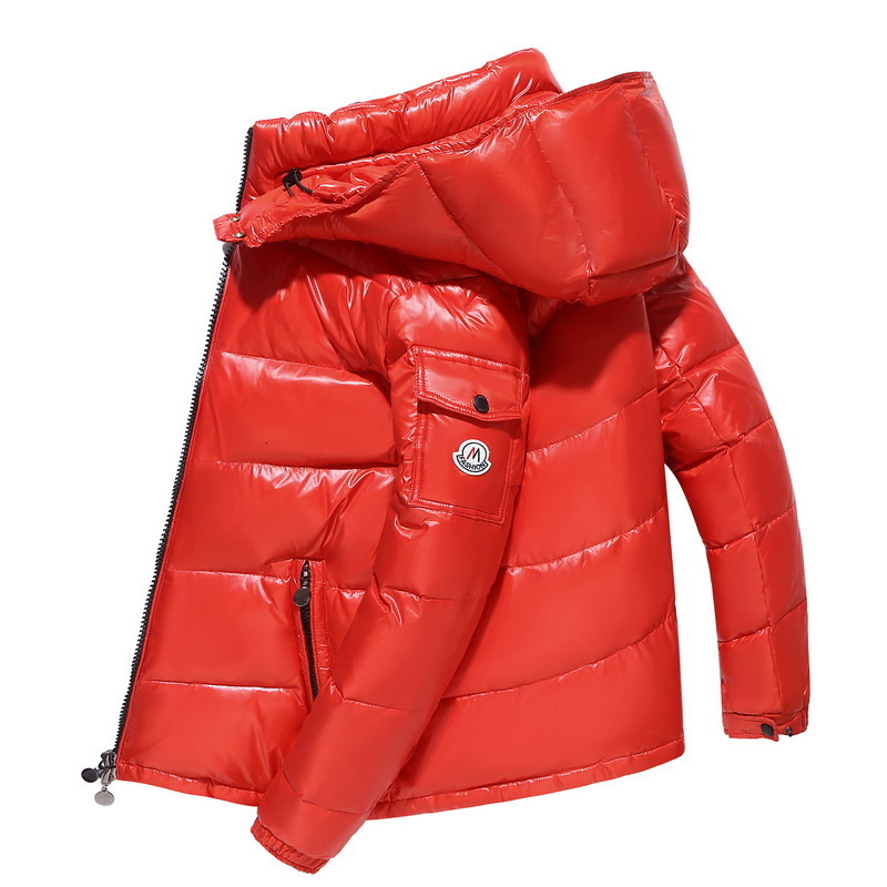 

Black Bright Face Hooded Down Jacket for Men in Winter
