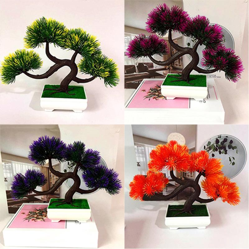 

2020 New Greeting Pine Lotus Pine Tree Simulation Flower Artificial Plant Bonsai Fake Green Pot Plants For Home Decoration Gift