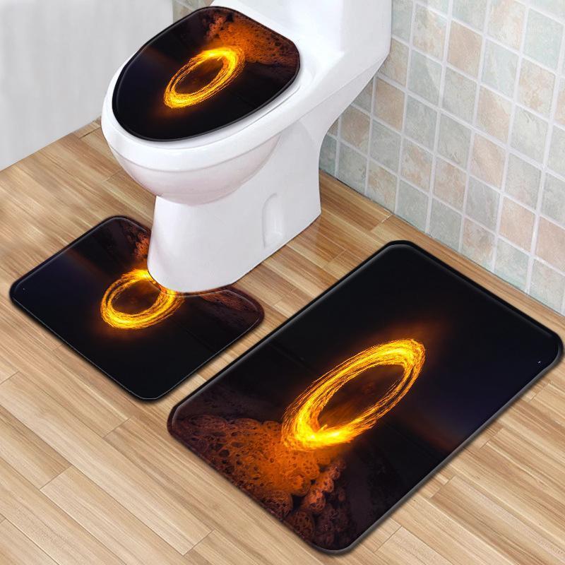 

3D Printed Beach Scenery Carpet Bathroom Mat 3-piece Set Bathroom Non-slip Absorbent Carpets Toilet Rug Set1, J190903-a028