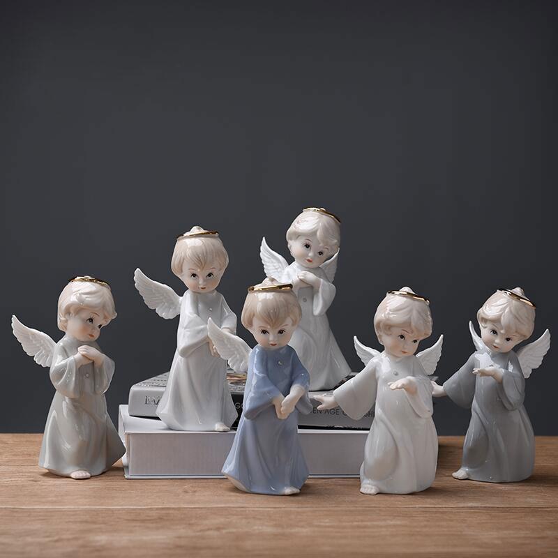 

European Ceramic Character Angel miniature figurines home decoration accessories for living room fairy garden wedding gift desk