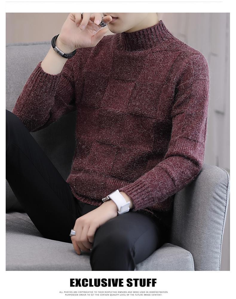 

2020 high-quality men' semi-turtleneck sweater Autumn/winter new style thickened loose sweater Korean style personalized men, Black