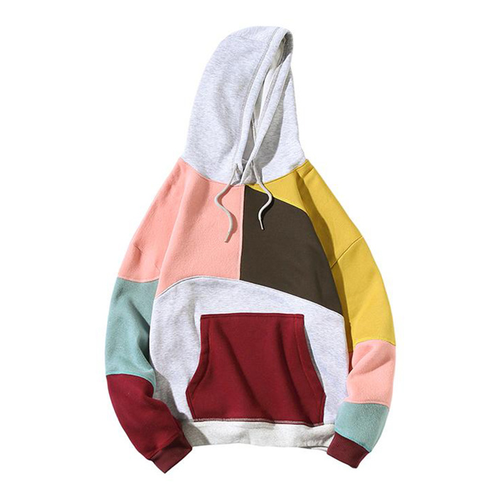 

2020 Men's Hoodies Sweatshirts Plus Size Patchwork Contrasted Color Casual Hooded Shirt Men Pullover Hip Hop kg-184, Yellow