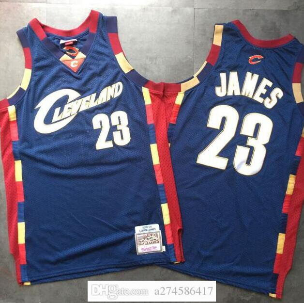 

Men Cleveland Cavaliers 23 James Mitchell & Ness Navy 2008/09 Hardwoods Retro Classic Jersey and short, Black;red