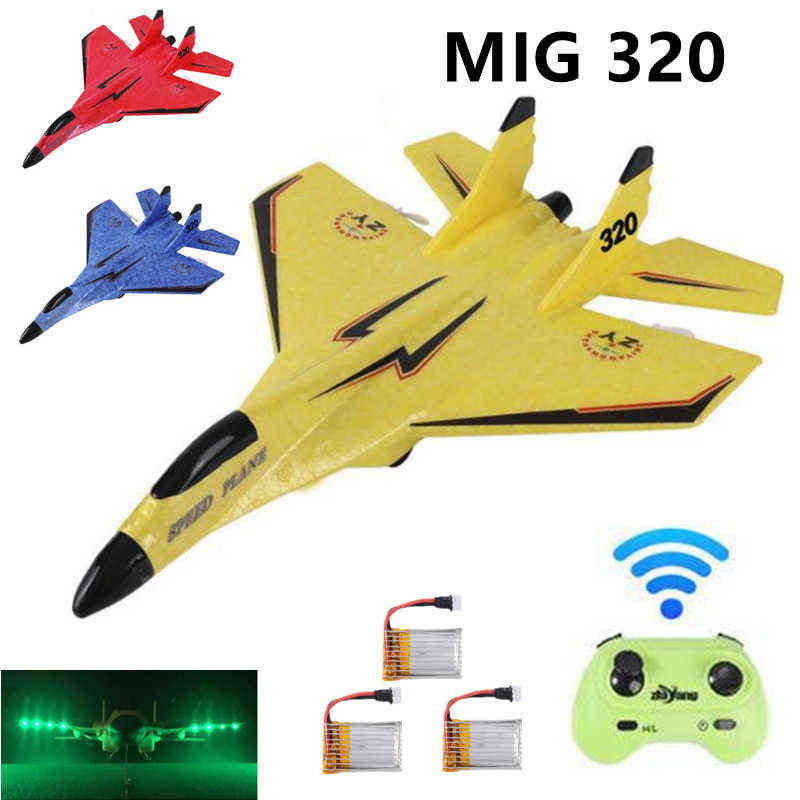 

2.4G Glider RC Drone MIG 320 Fixed Wing Airplane Hand Throwing Foam Dron Electric Remote Control Outdoor RC Plane Toys for Boys 220118, Yellow-mig320-1b