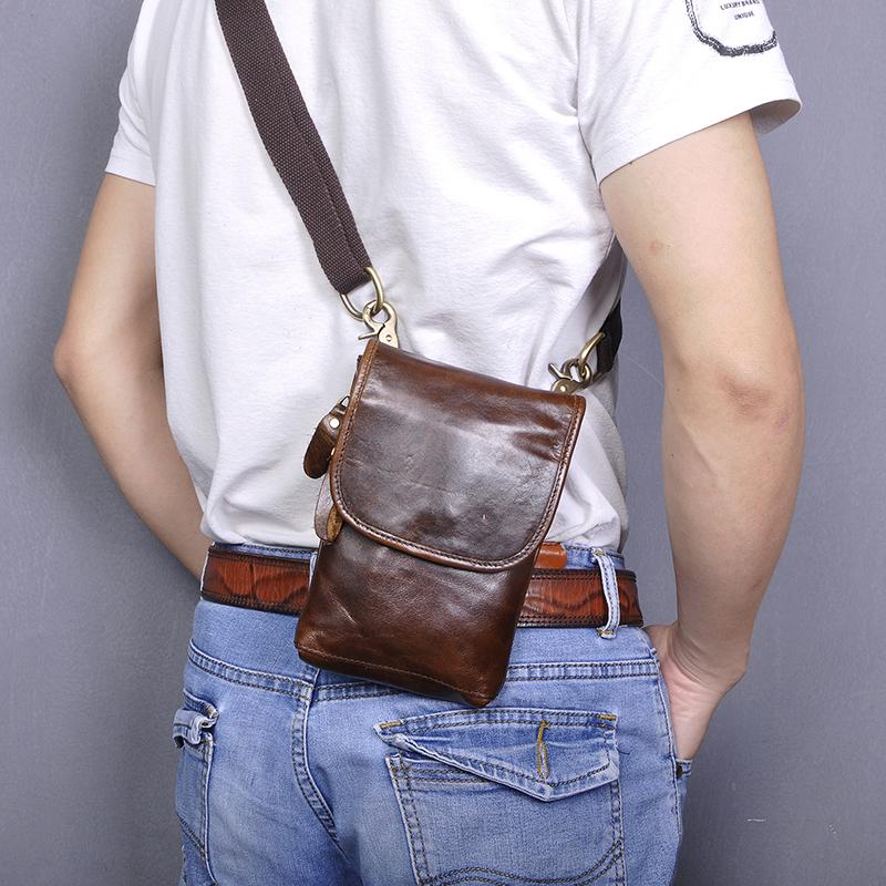 

Coffee Quality Leather men Casual Fashion Travel Messenger Shoulder Bag Designer Fanny Waist Belt Pack Bag Cigarette Case 611-10, Grey