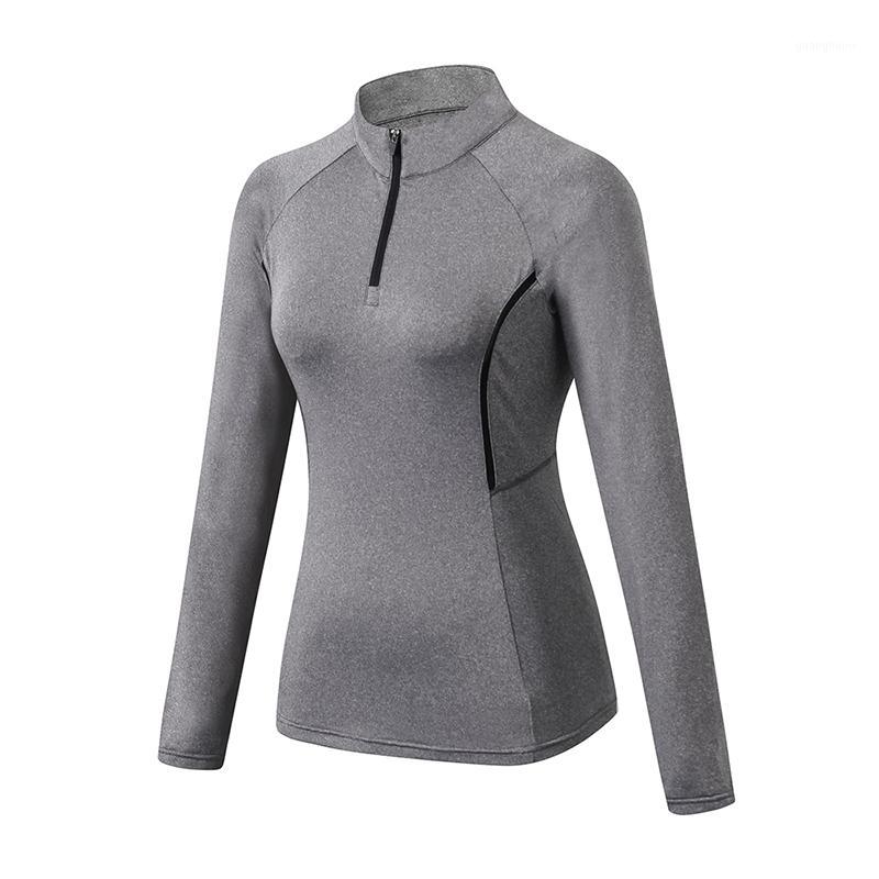 

Shieny Women Yoga Sports Shirts Stand Collar Long Sleeve Zipper Quick Dry Spring Jogging Gym Workout Training Shirts Outfit1, Black