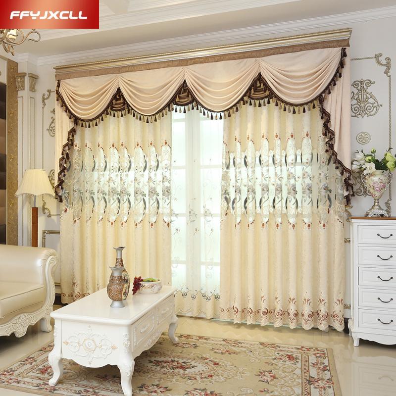 

Semi-shading Stitching Europe Embroidered Valance Pretty Floral Curtain For living Room Bedroom Window Treatment Drapes, Tulle