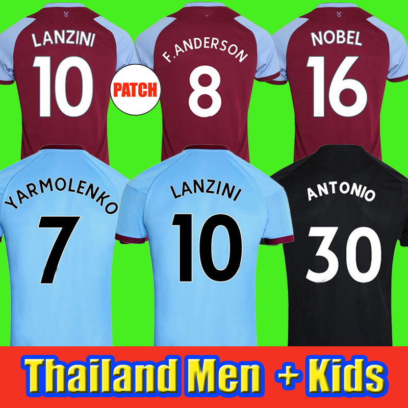 

20 21 WEST soccer jersey 2020 2021 United NOBLE jerseys ANDERSON RICE NOBLE football shirts men + kids kit 125 years 125th third black, Black;yellow