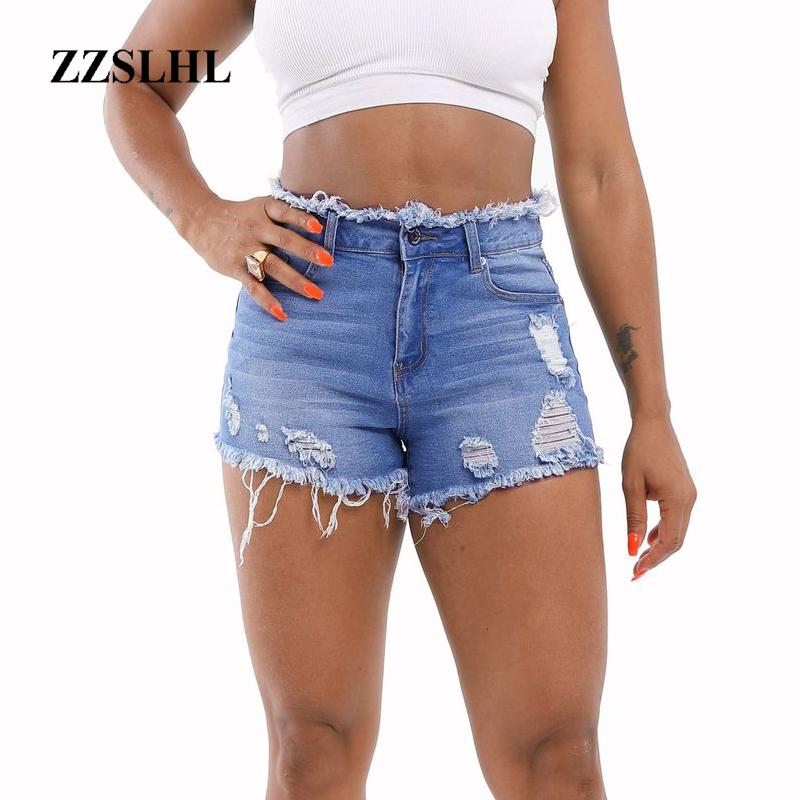 

Plus Size Summer Casual Women Denim Shorts High Waists Tassel Hole Fur-lined Leg-openings Short Jeans, Pink