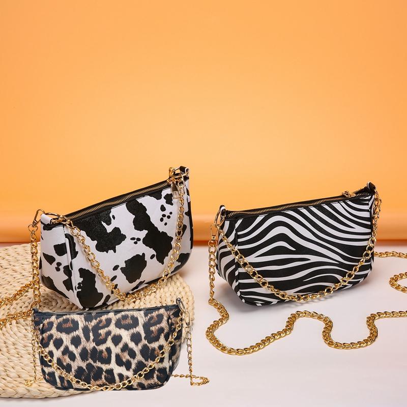 

Zebra Pattern Women's Shoulder Bag Fashion PU Leather Luxury Retro Messenger Bag Casual Mini Handbag, Brown