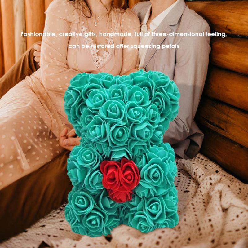 

25cm Fluffy EVA Preserved Flower Rose Durable Bubble Foam Bear Soap Artificial Flowers Valentine Christmas Party Favors, Light pink