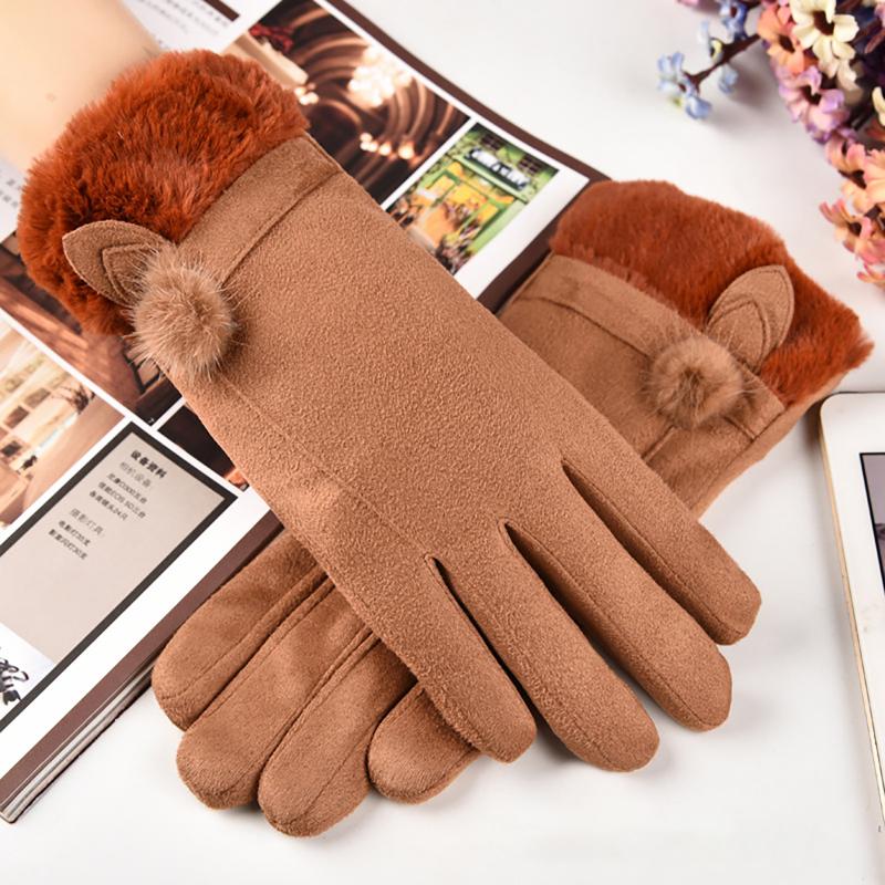

Women's Suede Gloves Warm Winter Gloves With T-ouch Screen Index Finger Winter Female Guantes
