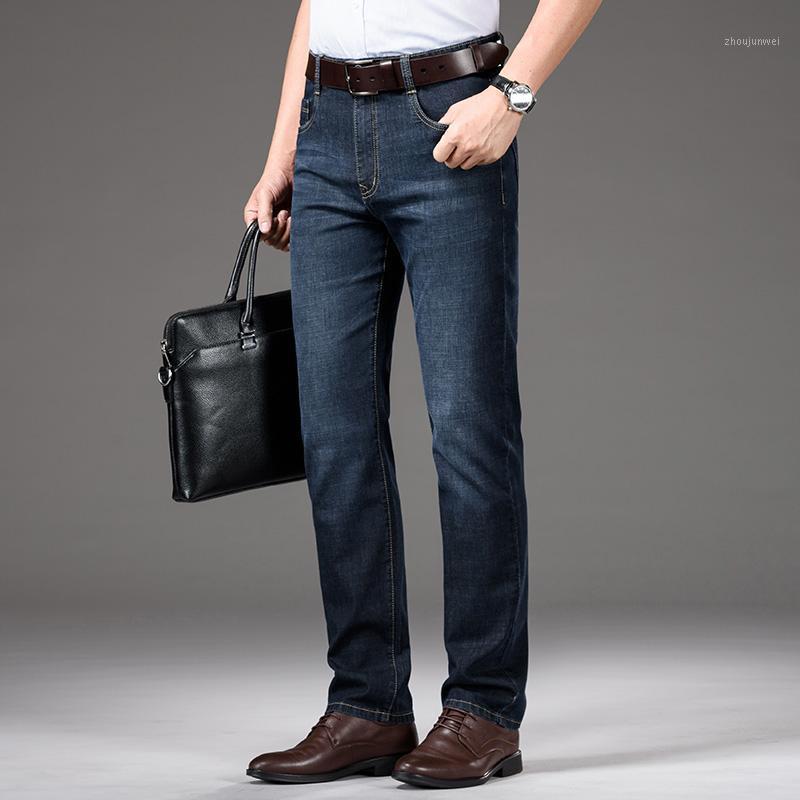 

Fashion Men's Business Brand Jeans Casual Stretch Slim Fit Male Denim Trousers Black-blue Big Size 42, 8097b-dark black