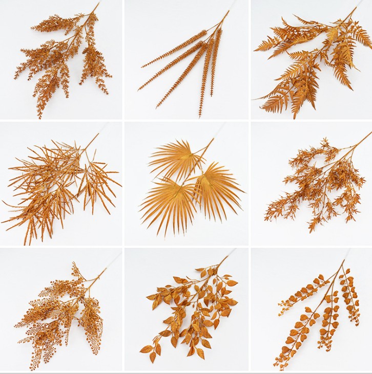 

Simulation flower rust color artificial plant maple leaf quinquefolium bamboo leaf autumn color simulation flower wedding shopping mall, As pic