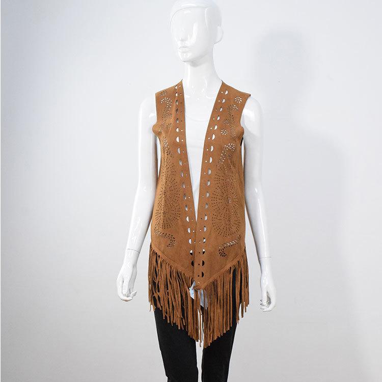 

Women waistcoats tassel Vests clothes coat fashion Frayed Sweatshirt Fleece Shawl vest jacket Suede Outerwear casual tops streetwear Tassel, Mix