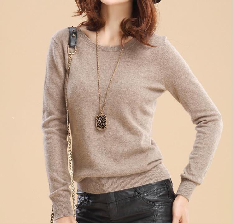 

2021 New Autumn Winter Female Clothing All-match Solid Color Basic Long-sleeve Women Plus Size Cashmere Pullover Sweater Pu5u, V neck
