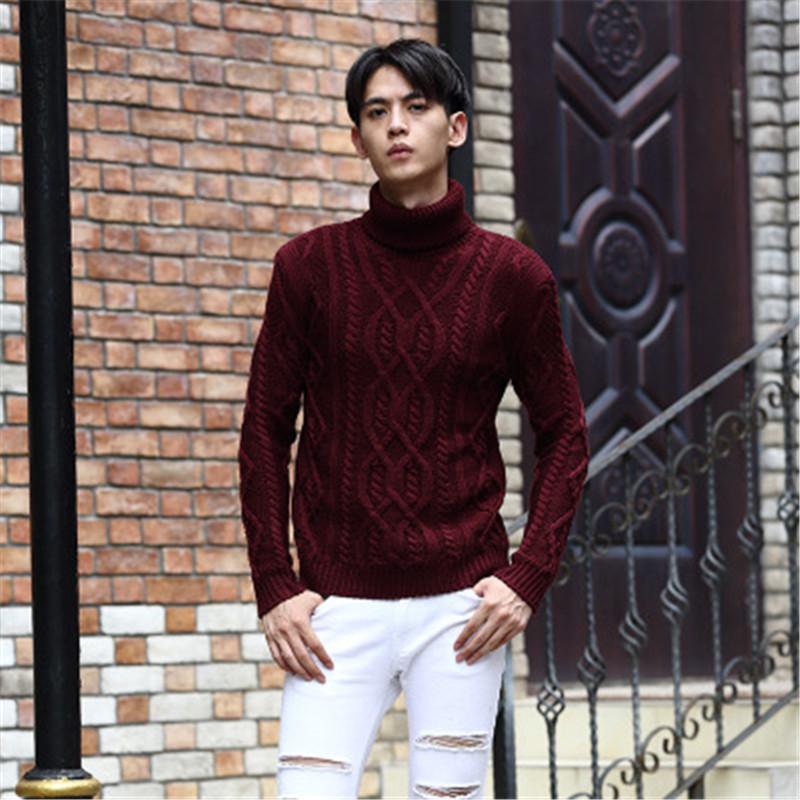 

Men's hot style sweater turtleneck men's vintage knitwear thickened sweater jacket, Black
