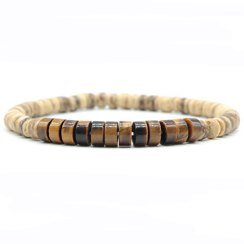 

Fashion Handmade Natural Stone Beads Wooden Bracelet Antique Coconut Wood Braclet For Men Armband Jewelry1