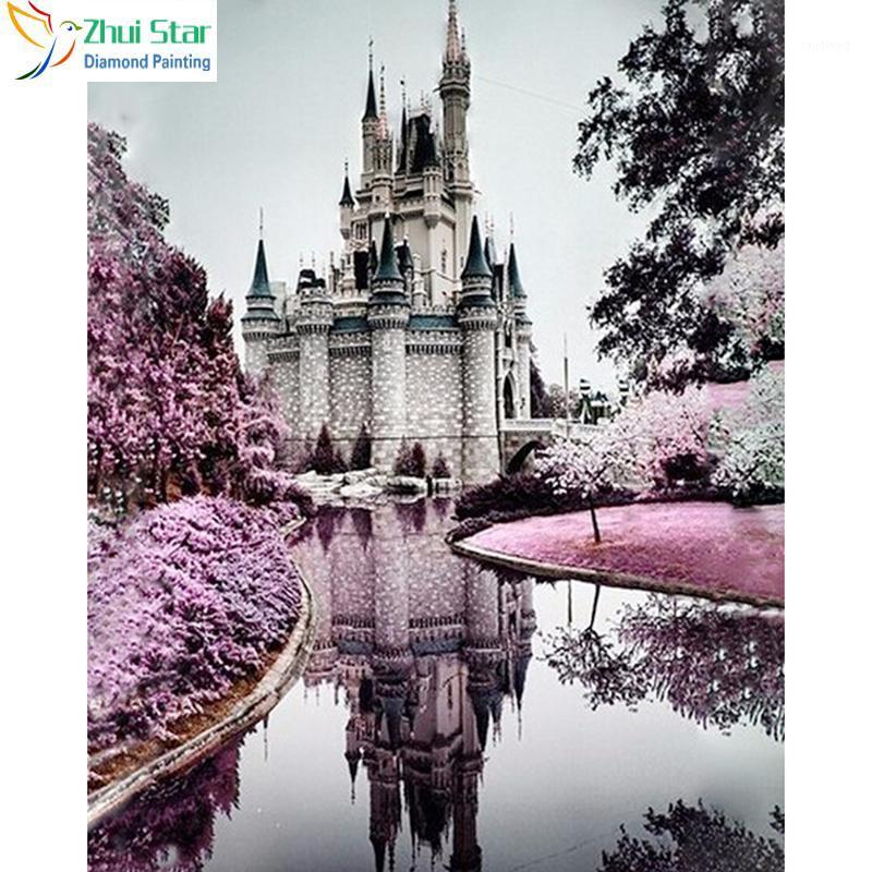 

Full drill diamond embroidery 3d diamond cross stitch fashion mosaic pattern of rhinestones and Castle zx1