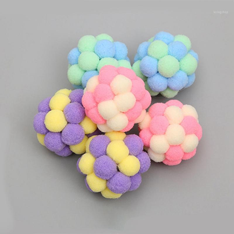 

6Pcs/lot Pet Cat Bell Ball Toy Interactive Cat Scratcher Ball With Organizer Box Double Colored Plush Toys1
