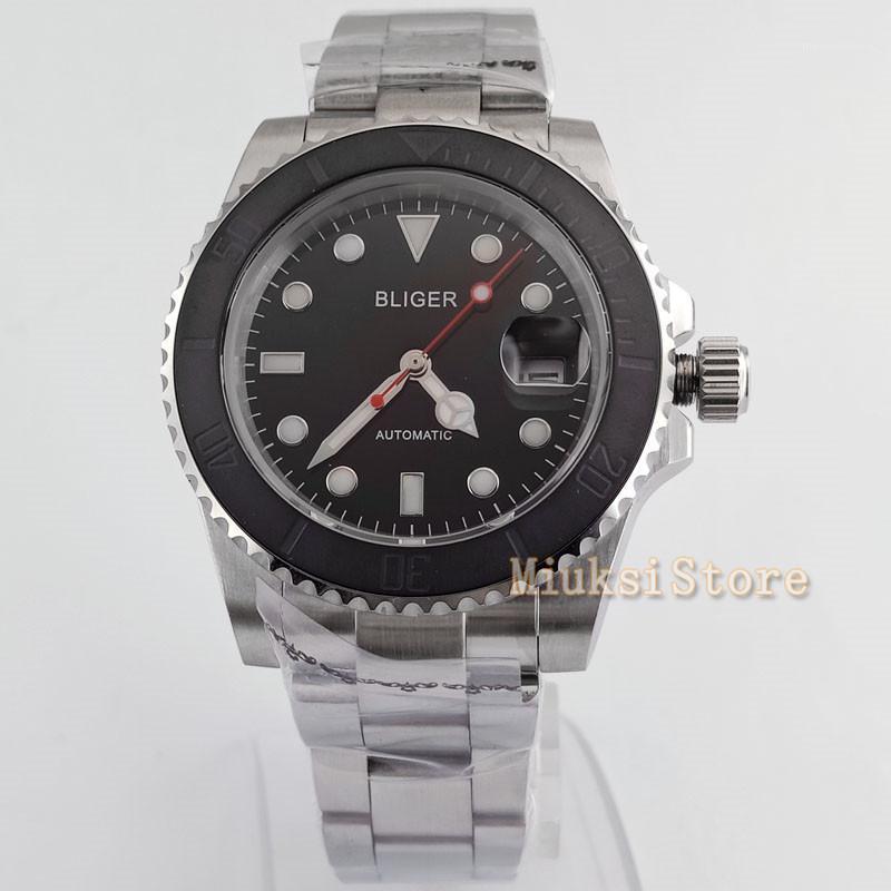 

40mm black Montre Sport Relogio Masculino Luminous bracelet Automatic Marque Luxe Hommes HorlogeHommes Ceramic Bezel Luminous1, Black bezel