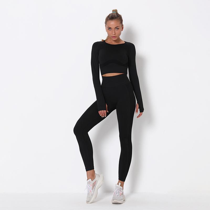 

2021 Sexy Solid Yoga Suit 2 Piece Set Vest Top And Pants For Women1, Black